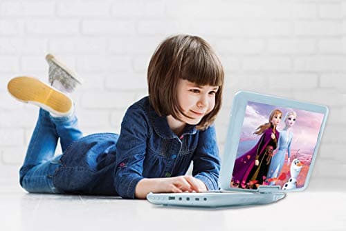 Lexibook Lecteur DVD Portable Disney, Reine des neiges, secteur ou piles, prise écouteurs, entrée line-in, bleu ciel