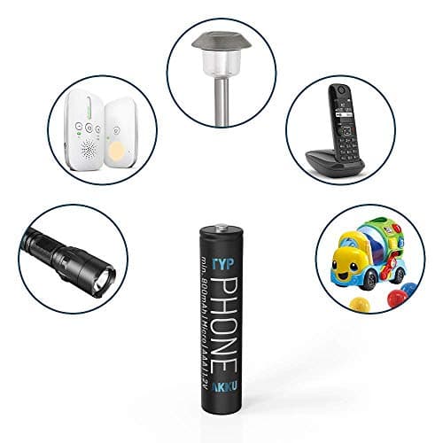ABSINA 4X Pile Rechargeable AAA pour Téléphone 800 mAh NiMH - Piles AAA Rechargeables 1,2V pour Telephone, Piles Rechargeables, Pile AAA Rechargable, Batterie AAA Rechargeable, accu AAA Rechargeable