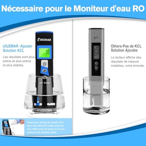 UIUZMAR pH Mètre Testeur pH de Piscine Numérique, Test du pH et de la Température de L'eau, Liquide, Kombucha pH-mètre pour Hydroponie, Aquarium, Spa, Réservoirs à Poissons, RO Système