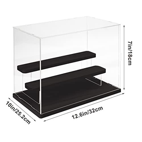 Nynelly 3 Niveaux Vitrine pour Collection en Acrylique,Assembler Boîte Présentoir Vitrine Antipoussière pour Action Pop Figures Jouets De Collection,Noir, 12.6 "Lx7 Wx10 H