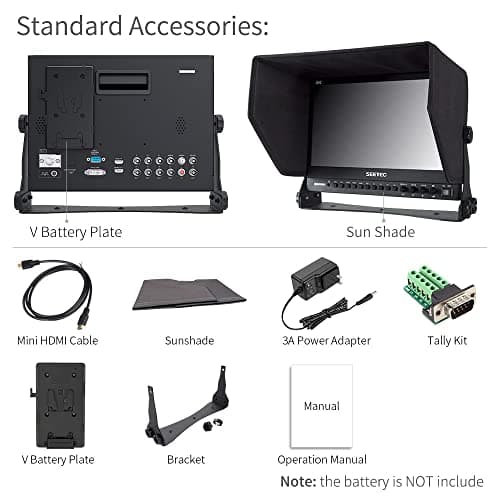 Seetec P133-9HSD Caméra Monitor Pro Broadcast 13.3" 4K Ultra HD 1920x1080 Champ Vidéo LCD IPS écran 1000:1 Contraste élevé avec 3G-SDI HDMI Vidéo YPbPr DVI