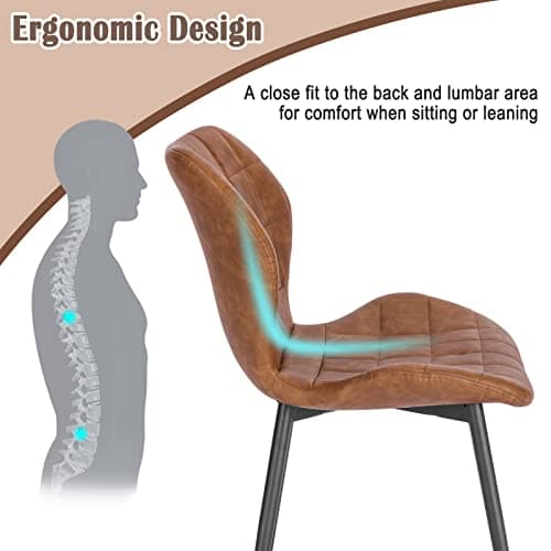 WOLTU Lot de 4 Chaises Salle à Manger, Chaise Scandinave, Chaise de Cuisine, Chaise Salon, Assise Rembourrée, Chaise en Simili Cuir, Brun, Pieds en Métal, BH357br-4