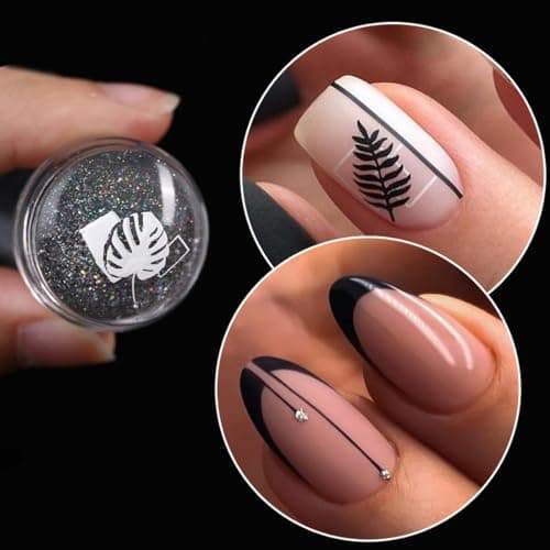 KGDUYC 1set French Manucure - Clear Nail Stamp Gel Nail Brush, Nail Stamp French Pointed Nail Liner Brush Nail Stamp avec tampon encreur Vernis à ongles Stamp pour Nail Art Design Accessoires