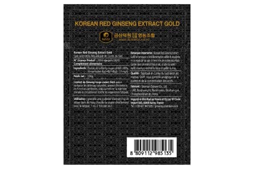 Ginseng Rouge Coréen Extrait Gold 100g - Cure de 3 mois. La meilleure qualité de Ginseng Rouge Coréen - La plus forte concentration possible en Ginsénosides Rg1,Rb1,Rg3 > 13mg/g