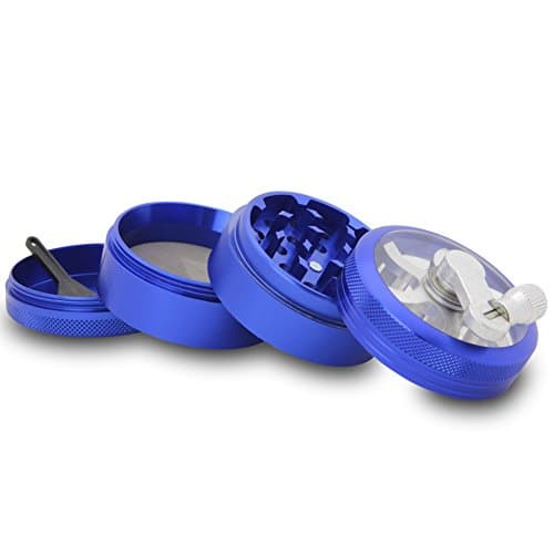 DCOU Meuleuse en aluminium incassable pour moulin à main à manivelle pour épices 4 pièces 2,2 pouces (Bleu-aluminium)
