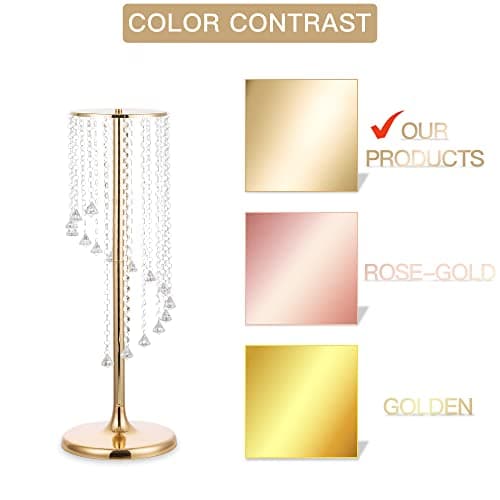 Nuptio Centres Table Mariage Vases Or - 2 Pièces 70cm Haut Vase À Fleurs Cristal Support Fleurs Métal pour Les Décorations Tables Fête