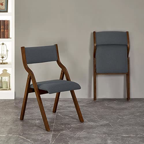 Ball & Cast Chaises Pliantes Tapissées Lot de 2, Chaise de Salle à Manger Pliable Confortable, Chaise de Réunion en Bois pour Cuisine Bureau, Facile à Transporter et à Ranger, Gris Foncé