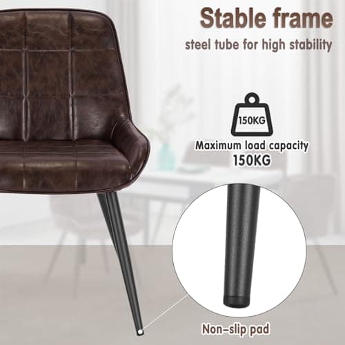 WOLTU Lot de 6 Chaises de Salle à Manger, Chaises Relaxantes en Simili Cuir, Chaises Scandinaves Ergonomiques avec Dossier pour Salon, Salle de séjour, Cuisine, Chambre, Marron foncé, BH332dbr-6