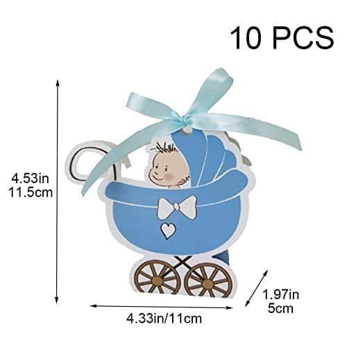 10pcs Baby Carriage Candy Box Sweet Wedding Favor and Gifts Boîtes avec Ruban Baby Shower pour Le Baptême Décoration De Fête d'anniversaire