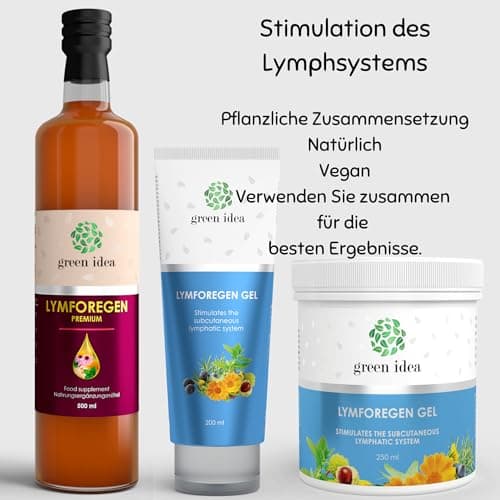 Green idea - Lymforegen pour le drainage lymphatique - 15 herbes et huiles essentielles puissantes - teneur élevée - Stimule le système lymphatique - Gel à base d'herbes actives (400)