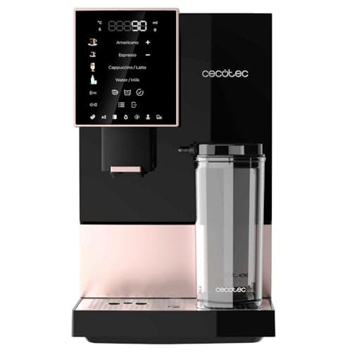 Cecotec Machine à Café Superautomatique Cremmaet Compactccino Black Rose, 19 bars, Réservoir à lait, Système Thermoblock, 5 niveaux de mouture, Réservoir à café 150g