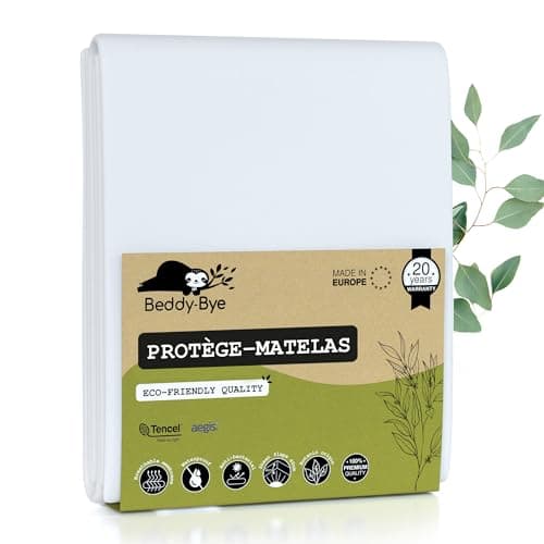 Protège Matelas 140x200-30 cm Qualité Supérieure Oeko-TEX® ~ Alèse Imperméable en Fibre Luxe TencelTM Écologique ~ Forme Drap Housse
