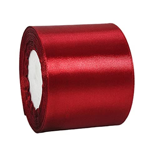 Ruban Satin Vin Rouge Gros 75mm,22m Polyester Ruban Satin,Ruban Cadeau Emballage,Ruban Noel Ruban Tissu pour Couture,Nœuds,Artisanat,Bouquet,Décoration de Mariage,Voitures,Anniversaire,Gâteau