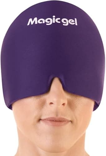 Magic Gel Migraine Ice Head Wrap | Véritable soulagement de la migraine et des maux de tête | La casquette originale contre les maux de tête | Froid, confortable, sombre et frais ; (Violet)