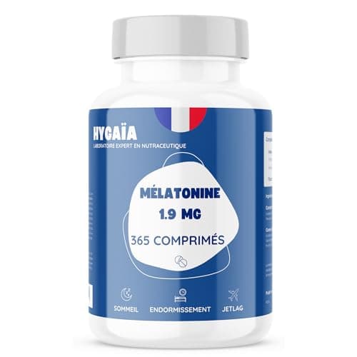 Melatonine 1,9 mg | 365 comprimés | Action rapide | Sommeil adulte | Complément alimentaire | Sans accoutumance | Endormissement rapide, Nuit réparatrice | Hautement dosé | Fabriqué en France