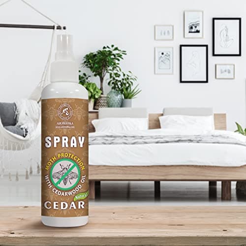 Spray A/M aux Huiles Essentielles de Bois de Cèdre et Citron 250ml - Protection Naturelle Contre les Mites - Dissuasion des Mites pour Penderies - Piège à Mites - Sans Produits Chimiques