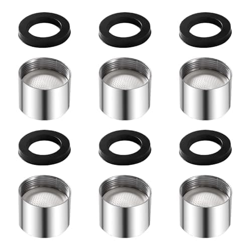 YIXISI 6 Pièces Mousseur Robinet M22, avec 6 Joint D'étanchéité, Filetage Intérieur Filtre à Robinet d'eau Accessoires en Acier Inoxydable et ABS, pour Cuisine Salle de Bain