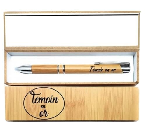 Stylo en bambou personnalisé + Coffret bois Personnalisé/Offrez un Cadeau Utile et Unique/Anniversaire/Gravure prénom