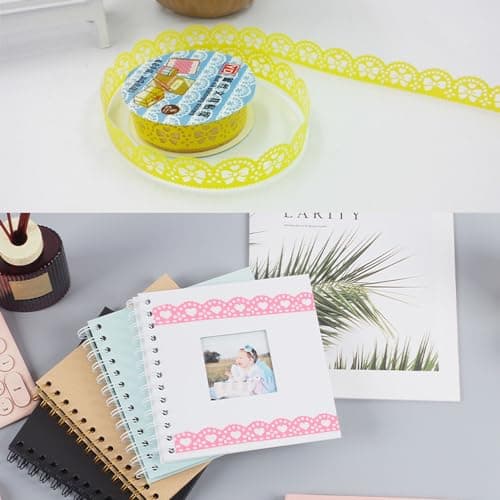 ONEBO 12 Rouleaux Creuse Dentelle Diary Papeterie Autocollant Ruban,Multicolor creux Washi dentelle auto-adhésif,pour Arts, DIY Crafts, Planners, Scrapbooking(100 * 1.5 cm)
