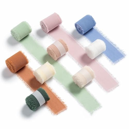 AOKSUNOVA Lot de 9 rouleaux de ruban cadeau de mariage en mousseline de soie - 2,5 cm x 16,5 m