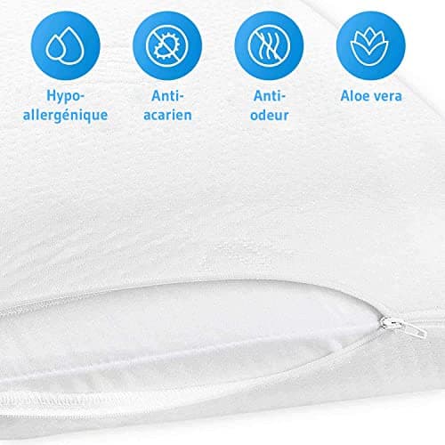 Traversin à Mémoire de Forme SOÑAR | Oreiller Cervical Ergonomique et Orthopédique | Mousse Viscoélastique | Hypoallergénique | Taie avec Aloe Vera | Parfait pour Taies de Traversin de 140 x 40