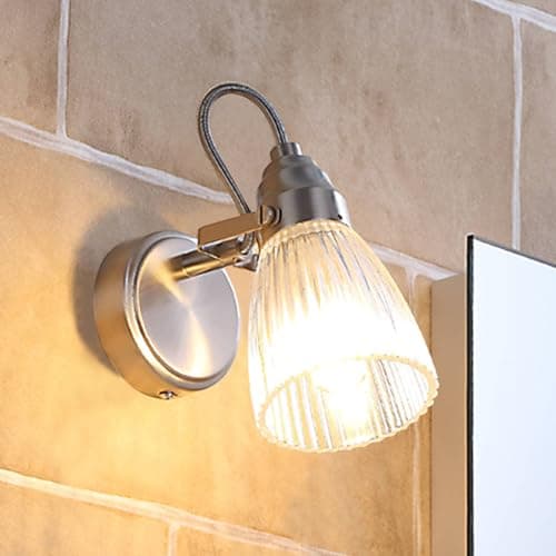Lindby Applique Murale Kara à intensité variable (Moderne) en Gris Verre e. a. pour Salle de bain (1 lampe,à G9), Luminaire salle bain, Lampe WC