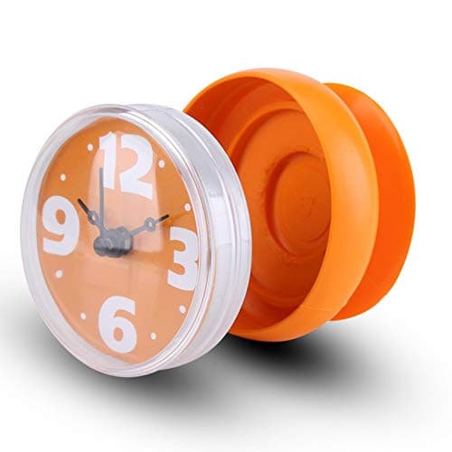 03 Horloges de Salle de Bain Horloge de Salle de Bain Murale, Horloge étanche extérieure Horloge étanche Horloge de Douche, pour Cuisine pour Salle de Bain(Orange)