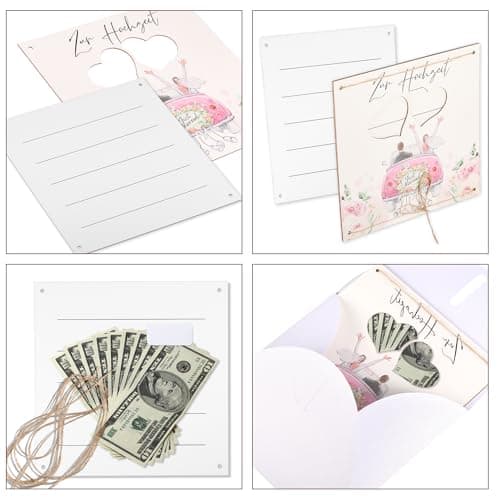 EUIOOVM Carte de mariage, cadeau d'argent, idées de cartes de mariage, emballage cadeau pour argent, cadeaux pour femmes, hommes, jeunes mariés, rouge