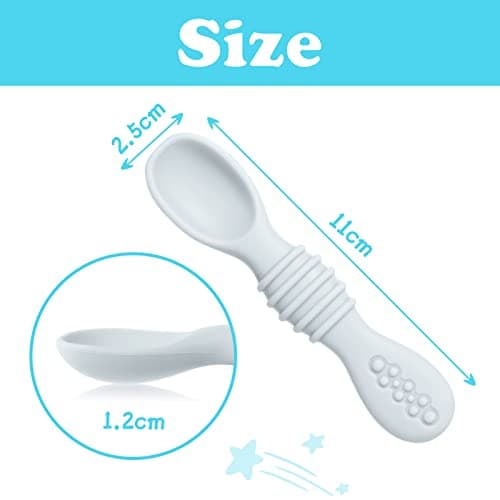 Vicloon Cuillere Bebe Apprentissage,3pcs Cuillères D'apprentissage pour Enfants et Bébé Ustensile D'apprentissage Adapté à Dentition Première Étape Recommandé par Experts Sevrage