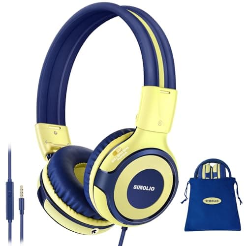 SIMOLIO Casque Filaire pour Enfants<94dB Protection auditive, Casque Enfant Supra-auriculaire avec Port de Partage et Microphone intégré pour garçons et Filles