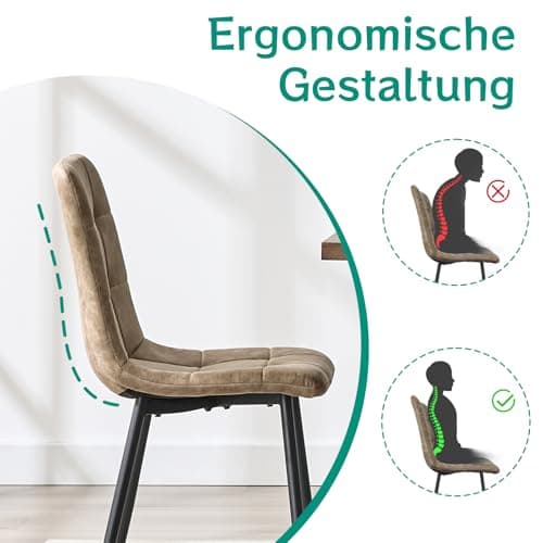 LEWE Chaises de Salle à Manger Set de 6,Tissu Technologique Chaise de Salle à Manger Chaise de Cuisine Chaise Rembourrée Chaise Design avec Dossier,pour Salle à Manger, Salon, Cuisine