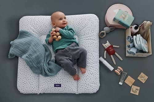 Bonky® Matelas à Langer Bebe souple 85x72 cm - Matelas à langer epais lavable - pour garçons et filles - Certifié Öko-Tex - Imperméable - Mono 2A - 72x85 cm
