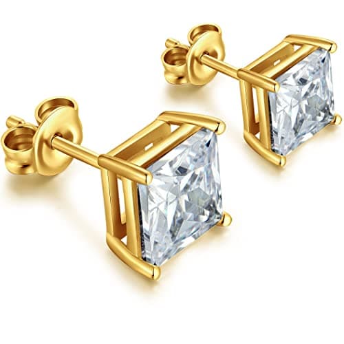 Boucles d'oreilles Argent 925 pour Femme Or Plaquée Or 18 Carats Petites Clou d'Oreilles Mini Boucles d'Oreilles pour Plusieurs Piercings Oreille Cartilage 7mm