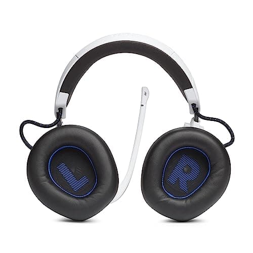 JBL Quantum 910P, Casque gaming sans fil bluetooth pour consoles, Réduction de bruit et son signature Quantum JBL, 39h d'autonomie, Blanc
