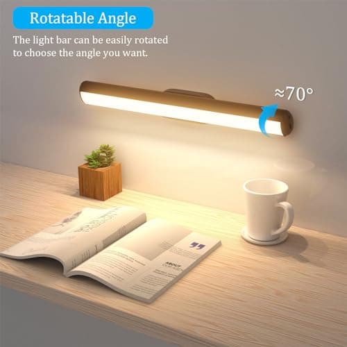 Klighten Reglette LED Cuisine Sans Fil, 4000mAh Dimmable Lampe de Bureau Rechargeable USB, Lumiere Magnetique, Contrôle Tactile, Lampe Placard Pile Adhesif, 2W 200LM, 1 pcs