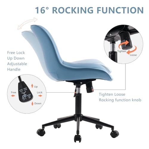 YOUNIKE Chaise Bureau, Fauteuil de Bureau Ergonomique en Cuir PU, Chaise Pivotante Réglable en Hauteur, Chaise Gaming Capacité jusqu'à 136 kg, Chaise de Bureau avec Dossier et roulettes, Bleu