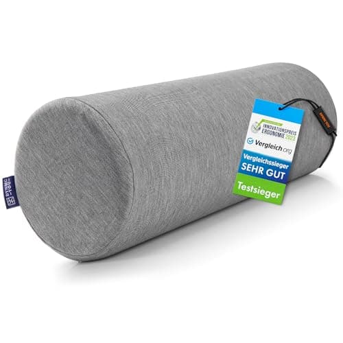 DYNMC you- Oreiller Ergonomique Cervical, Oreiller Cervicales Housse Oeko Tex Bambou Haute Qualité – Confortable, Mémoire de Forme, Coussin de Voyage Rond, pour Le Dos, Les Genoux et Le Cou, Gris