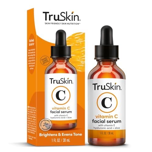 TruSkin Vitamin C Serum - Sérum anti-âge pour le visage à la vitamine C avec acide hyaluronique, vitamine E, aloès - Sérum éclaircissant pour les taches brunes, les ridules et les rides, 1 Fl Oz