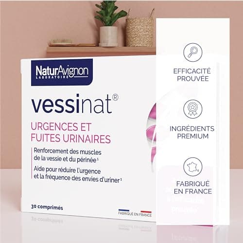 Laboratoire NaturAvignon Vessinat | Urgences & Fuites urinaires | Double action sur les muscles vessie & périnée | Pépins de courge + graines de soja | Fabriqué en France | 30 comprimés (1mois)