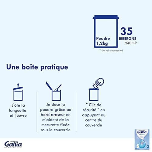 Laboratoire Gallia - Calisma 2ème âge - Lait en Poudre Enrichi en Vitamines A, C & D - Sans Huile de Palme - Bébé de 6 à 12 mois - Lot de 3x1,2kg