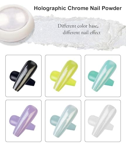 LEDSUUEI 6 Boîtes Poudre Chrome Ongle - Effet Chrome Ongle Miroir MéTallique Brillant Pigments Avec Paillettes Pou La DéCoration D'Art Ongle, Pigment Chrome Nails Nail Art