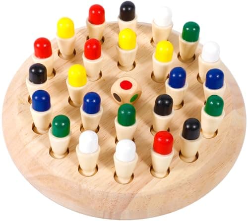 ZLPBAO Memory Chess Jeux Educatif 3 Ans, Méliorent la Mémoire et La Cognition des Couleurs,Jeu Montessori 3 Ans en Bois, Chess Board pour Enfants Adultes Fête Voyage