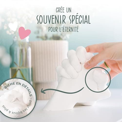 AMARI® Kit d'empreintes de main 3D pour couples et la famille - Kit d'empreintes de plâtre mains - Pour plâtre main - Cadeau