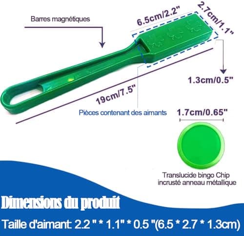 Kit de Bingo Magnétique - 1 Bâton Magnétique + 100 Jetons Loto - Jeu Éducatif pour Enfants et Accessoire Pratique de Stockage (Rouge)