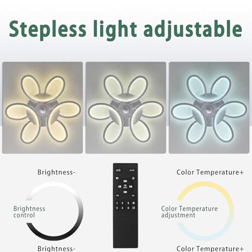 LED Ventilateur Plafond Avec Lumiere Alexa Silencieux Dimmable Fleur Lustre Ventilateur De Plafond Chambre Télécommande Réversible Lampe Ventilateur Intelligent Moderne 65cm Pour Salon, Cuisine