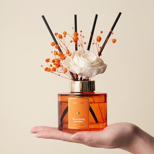 Airkeep Diffuseur de Parfum 150ml, Warm Spring Sunshine Reed Diffuser Set, Rose Parfum d Ambiance Maison, Decoration pour Chambre, Salon, Salle de Bain, Bureau