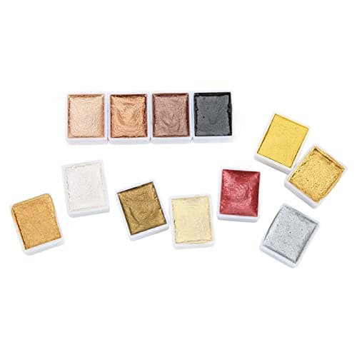 Qcwwy Peinture à L'aquarelle, Pigments éclaircissants Métalliques à Haute Brillance Peinture D'art Sous-pack Solide Peinture à L'aquarelle Nacrée Peinture à L'aquarelle Japonaise Manucure Smudge