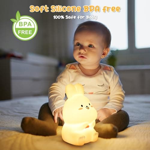 Veilleuse Enfant Bébé 9 Couleurs Veilleuse LED Ours Lampe de Chevet Enfant, Veilleuse USB Rechargeable, Silicone Veilleuse en Pour Cadeau Jouet