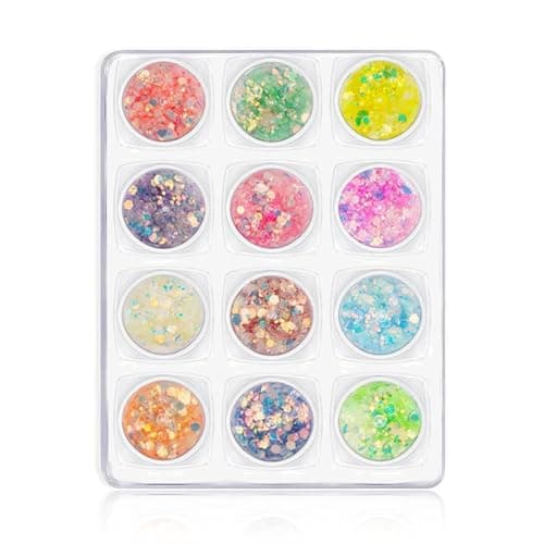 12 Couleurs Paillettes Visage Gel Festival Briller Dans L'obscurité Fluorescent Festival Accessoire pour Visage Yeu Paillettes Corps pour Masquerade Maquillage Quotidien Musique Halloween Christmas