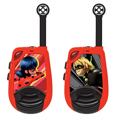 Lexibook, Miraculous Ladybug Chat Noir, Talkies-Walkies numériques portée 2 km pour Enfant, Fonction Morse Lumineux, Clip Ceinture, à Piles, Rouge, TW25MI